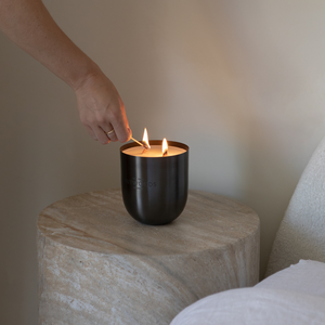 Vetiver, Leather & Cedarwood Matte Black Vessel | Extra Large | 200+ Hours Burn Time